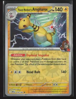 Team Rocket's Ampharos 074/182 Uncommon Destined Rivals Pokemon Reverse Holo NM - Image 1