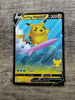 Pokemon Pikachu v Surfing Celebrations Card 008/025 NM Condition - Image 1