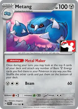 Pokemon - 114/162 - Metang - Prize Pack Series Cards - Image 1