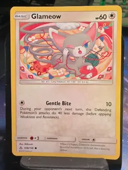 Pokemon Glameow 108/156 SM Sun & Moon Ultra Prism Common TCG Card 2018 - Image 1