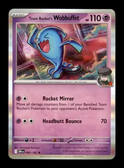 Team Rocket's Wobbuffet 082/182 Rare Destined Rivals Pokemon Holo Near Mint - Image 1