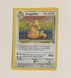Pokemon TCG Dragonite 4/62 Fossil Holo Rare 100 HP 1999 English WOTC - Image 1