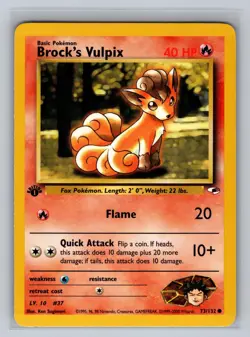 Brock's Vulpix 73/132 C Pokemon Gym Heroes 1st Edition LP - Image 1