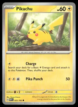 Pikachu 151 025/165 Common Pokemon Near Mint - Image 1