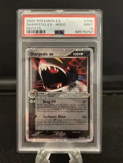 2005 POKEMON EX DEOXYS #104 SHARPEDO EX-HOLO PSA 9 - Image 1