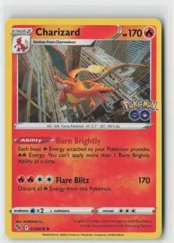 Charizard Holo Rare Pokemon GO 010/078 NM - Image 1