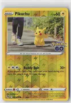 PIKACHU REVERSE HOLO COMMON PGO POKEMON GO POKEMON 027/078 NM - Image 1