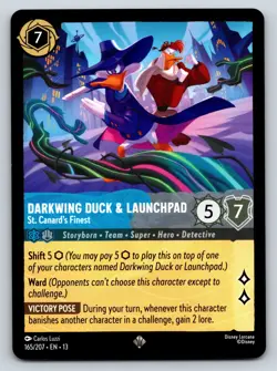 Disney Lorcana Darkwing Duck & Launchpad - St. Canard's Finest 165/207 Foil NM - Image 1
