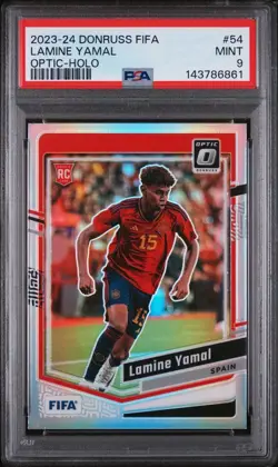 Lamine Yamal Rookie RC Card 2023 Optic Holo Silver PSA Mint 9 Spain Barcelona - Image 1
