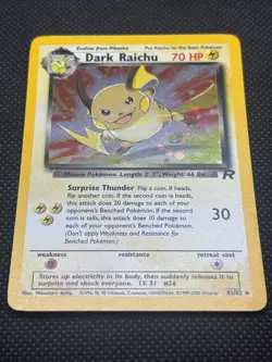 2000 Pokemon TCG Card Dark Raichu 83/82 Unlimited Team Rocket Holo Secret Rare - Image 2