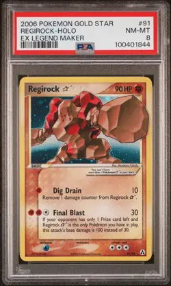 PSA 8 REGIROCK GOLD STAR 91/92 | EX Legend Maker Holo Pokemon Card - Image 1