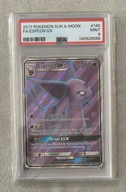 Pokemon Espeon GX 140/149 PSA 9 Full Art Sun & Moon Base 2017 New Cert - Image 1