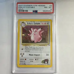 Pokemon TCG Erika's Clefable Gym Heroes 003/132 Holo Rare ENG PSA 8 - Image 1