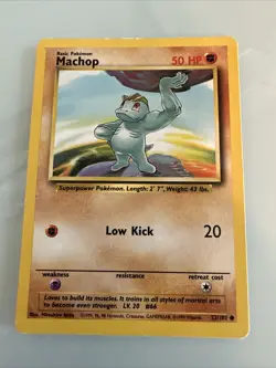 Machop 52/102 Base Set Unlimited Pokemon TCG Card Vintage WOTC Common NM - Image 1