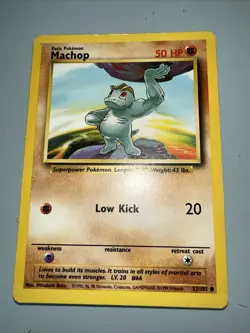 Machop 52/102 Base Set Unlimited Pokemon TCG Card Vintage WOTC Common NM - Image 2