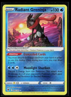 Radiant Greninja 046/189 Radiant Rare Astral Radiance Pokemon NM - Image 1