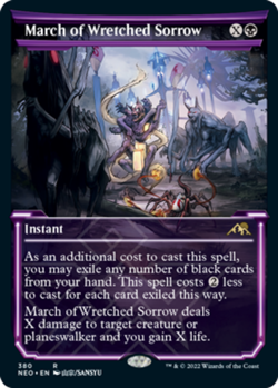 MTG March of Wretched Sorrow - Foil - Showcase, Kamigawa: Neon Dynasty, Lightly - Image 1