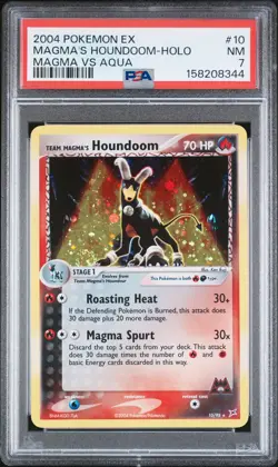 2004 POKEMON EX TEAM MAGMA VS TEAM AQUA #10 TEAM MAGMA'S HOUNDOOM-HOLO PSA 7 - Image 1