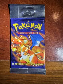 1999 Pokemon Base Set Unlimited Long Crimp Booster Pack Sealed Charizard Art - Image 1