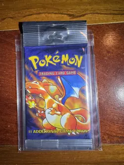 1999 Pokemon Base Set Unlimited Long Crimp Booster Pack Sealed Charizard Art - Image 5