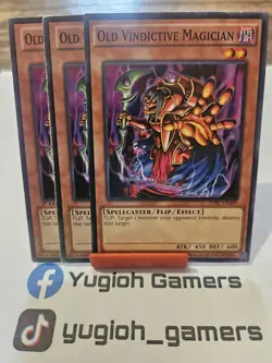 Yu-Gi-Oh Old Vindictive Magician X3 Different Sets Unlimited Common LP - Image 1