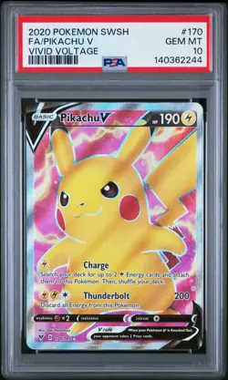PSA 10 Pikachu Full Art VIVID VOLTAGE 170/185 GEM MINT Graded Pokemon Card - Image 1
