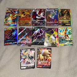 Pokemon TCG 11-Card Holo Full Art Lot: Charizard GX, Leafeon GX, Ninetales V - Image 1