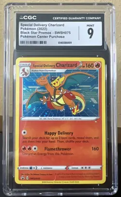 CGC 9 MINT Special Delivery Charizard SWSH075 HOLO PROMO Pokemon CENTER Card 030 - Image 1