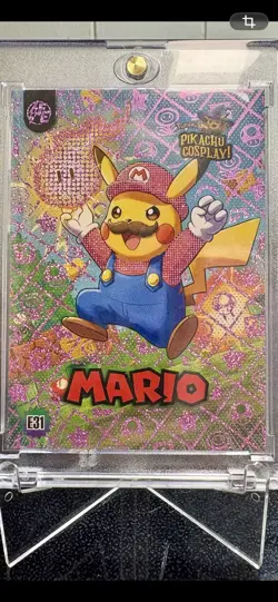 Pokemon Pikachu Cosplay Card. Mario Purple Holo - Image 2