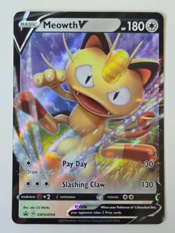 Pokemon Meowth V SWSH004 - SWSH Black Star Promo Holo Rare - Image 1