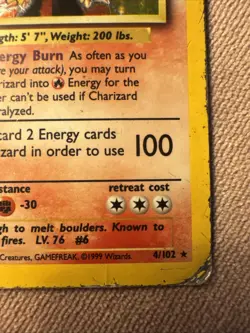 Pokemon TCG - Charizard 4/102 Base Set Holo Rare - Vintage 1999 - Image 4