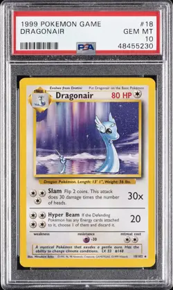 1999 POKEMON BASE SET UNLIMITED #18 DRAGONAIR PSA 10 - Image 1