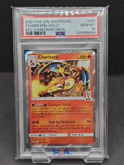 2021 POKEMON INDONESIAN SM PROMO KFC CHAKI KIDS MEAL #181 CHARIZARD-HOLO PSA 10 - Image 1