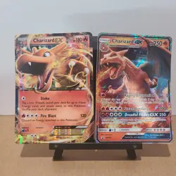 Pokemon Jumbo Charizard Basic EX 11/106 & Stage 2 GX SM195 Foil - Image 1