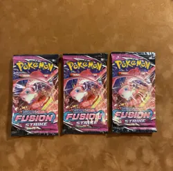 WEIGHTED Pokemon TCG Sword & Shield Fusion Strike Mew Booster Pack Lot of 3 - Image 1