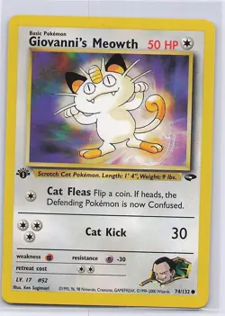 Giovanni's Meowth 74/132 Common Gym Challenge Pokemon 1st Edition Lightly Played - Image 1