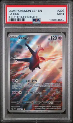 2024 Pokemon Surging Sparks Latios Illustration Rare #203 PSA 9 MINT - Image 1
