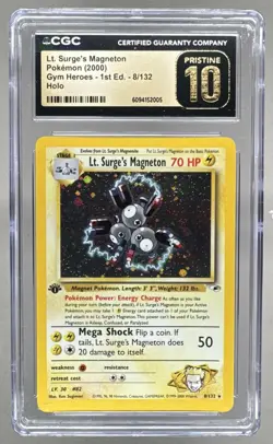 Lt. Surge's Magneton Gym Heroes 1st Edition 8/132 Holo 2000 CGC 10 PRISTINE - Image 1