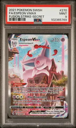 2021 POKEMON SWORD & SHIELD FUSION STRIKE SECRET #270 FULL ART/ESPEON VMAX PSA 9 - Image 1