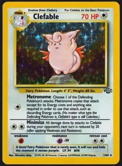 Clefable 1999 Pokemon Jungle Unlimited Holo Foil Rare 1/64 (LP) 🔥 - Image 1
