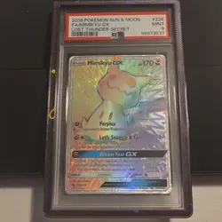 Pokemon 2018 Lost Thunder Mimikyu GX 226/214 Secret Rare Holo FA PSA 9 - Image 1