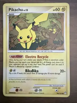 Pokemon TCG Mysterious Treasures Regular Pikachu Card Number 94/123 - Image 1