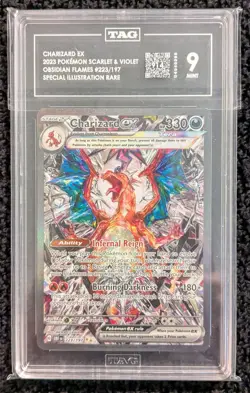 Pokemon TCG Charizard EX Sir Obsidian Flames 223/197 Full Art TAG 9 MINT Card - Image 1