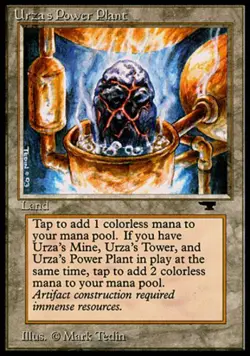 1x Heavy Play, English Regular Urza's Power Plant (Rock in Pot) Antiquities - Image 1