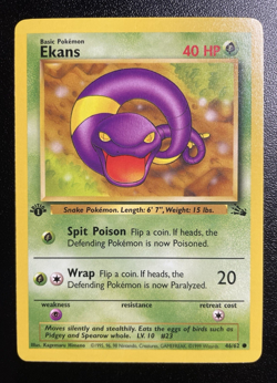 Ekans 46/62 1st Edition Fossil Set Pokemon Card NM - Image 1