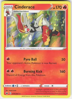 Cinderace 035/202 Holo Rare Sword & Shield Pokemon Near Mint - Image 1