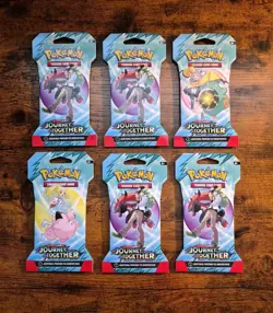 Pokemon Journey Together Sleeved Booster Pack LOT of 6 Sealed Packs S0022 S&V - Image 1