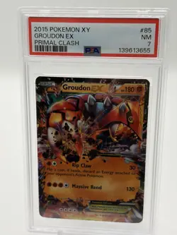 Rare 2015 Pokemon XY Primal Clash GROUDON EX #85 PSA 7 - Image 1
