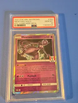 2021 POKEMON INDONESIAN SM PROMO KFC CHAKI KIDS MEAL #184 MEWTWO-HOLO PSA 10 - Image 1