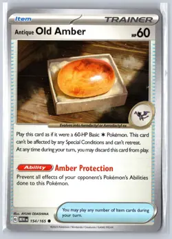 Antique Old Amber 154/165 Common 151 Pokemon Near Mint - Image 1